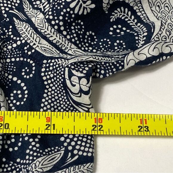 Talbots 100% Cotton Navy Blue Paisley Button Up Tunic Blouse Women's Size XL - Picture 7 of 16